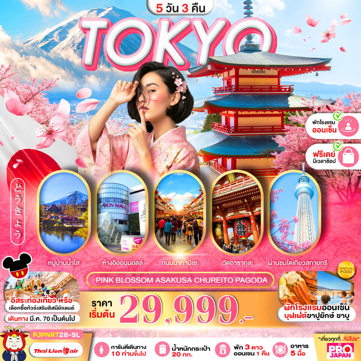 ทัวร์ญี่ปุ่น PRO TOKYO PINK BLOSSOM ASAKUSA CHUREITO PAGODA FREE DAY - บริษัท แองเจิลออนทัวร์ จำกัด