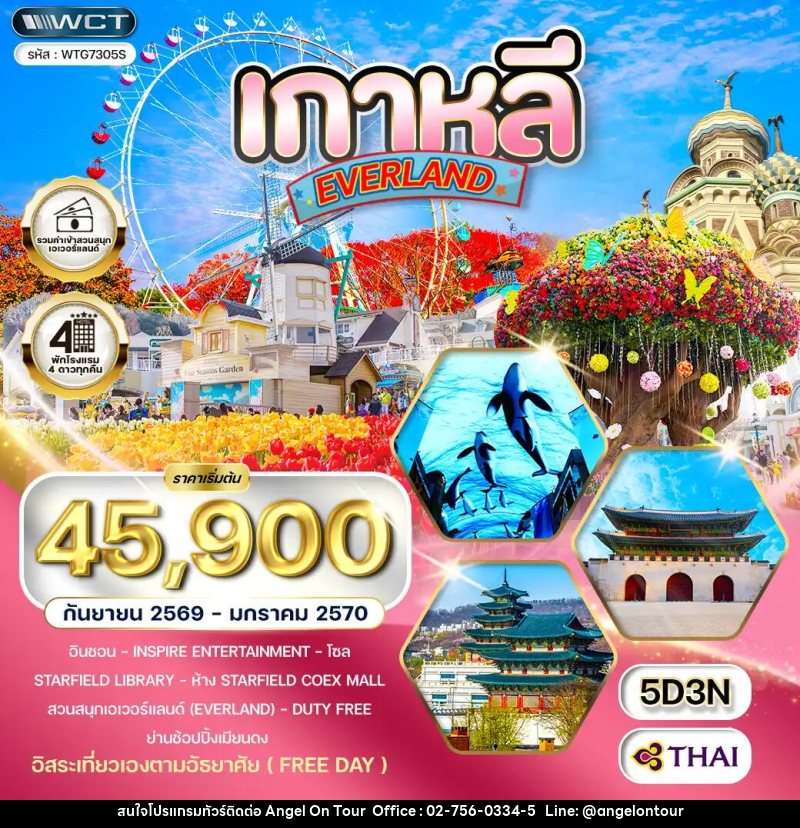 ทัวร์เกาหลี - โซล - สวนสนุก EVERLAND (Freeday) - บริษัท แองเจิลออนทัวร์ จำกัด