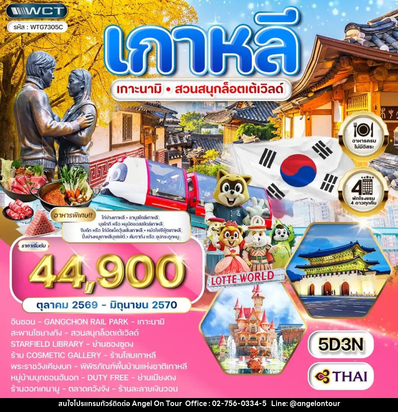 ทัวร์เกาหลี - โซล - เกาะนามิ - สวนสนุก Lotte World - บริษัท แองเจิลออนทัวร์ จำกัด