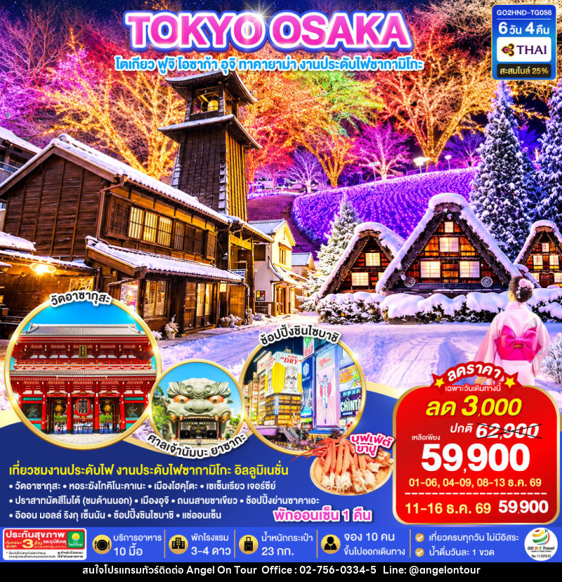 ทัวร์ญี่ปุ่น TOKYO OSAKA TAKAYAMA ILLUMINATION WINTER - บริษัท แองเจิลออนทัวร์ จำกัด