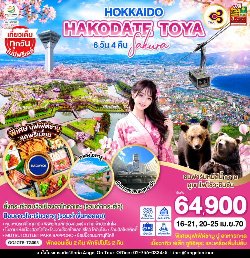 ทัวร์ญี่ปุ่น HOKKAIDO HAKODATE TOYA SAKURA - บริษัท แองเจิลออนทัวร์ จำกัด