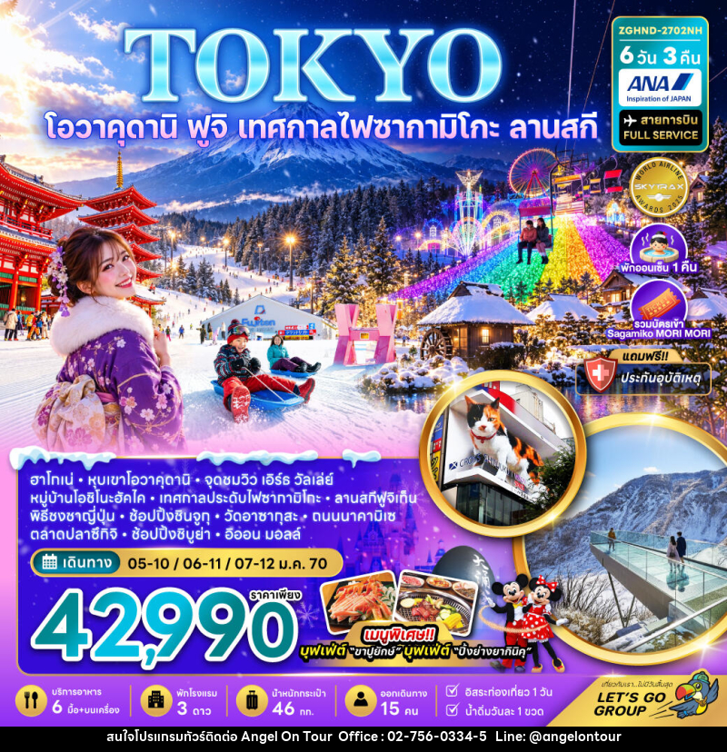 ทัวร์ญี่ปุ่น โตเกียว โอวาคุดานิ ฟูจิ เทศกาลไฟซากามิโกะ ลานสกี ช้อปปิ้งชินจูกุ และชิบูย่า (เที่ยวอิสระ 1 วัน) - บริษัท แองเจิลออนทัวร์ จำกัด