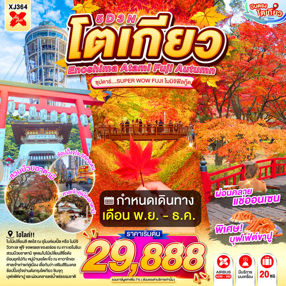 ทัวร์ญี่ปุ่น โตเกียว ENOSHIMA ATAMI TOKYO FUJI AUTUMN  ซุปตาร์...SUPER WOW FUJI โมมิจิฟีลกู๊ด - บริษัท แองเจิลออนทัวร์ จำกัด