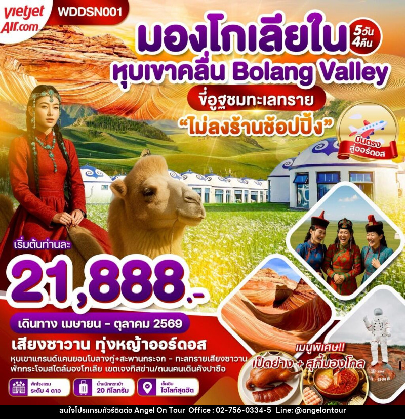 ทัวร์มองโกเลียใน หุบเขาคลื่น Bolang Valley ขี่อูฐตะลุยทะเลทราย - บริษัท แองเจิลออนทัวร์ จำกัด ทัวร์มองโกเลียใน หุบเขาคลื่น Bolang Valley ขี่อูฐตะลุยทะเลทราย - บริษัท แองเจิลออนทัวร์ จำกัด