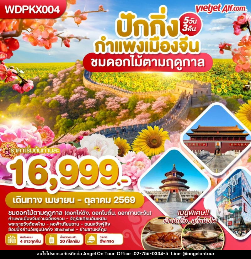 ทัวร์จีน ปักกิ่ง กำแพงเมืองจีน ชมดอกไม้ตามฤดูกาล - บริษัท แองเจิลออนทัวร์ จำกัด ทัวร์จีน ปักกิ่ง กำแพงเมืองจีน ชมดอกไม้ตามฤดูกาล - บริษัท แองเจิลออนทัวร์ จำกัด