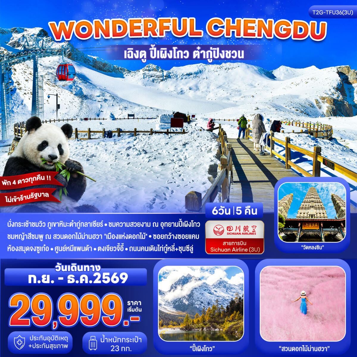 ทัวร์จีน Wonderful Chengdu เฉิงตู ปี้เผิงโกว ต๋ากู่ปิงชวน สวนดอกไม้ม่านฮวา - บริษัท แองเจิลออนทัวร์ จำกัด