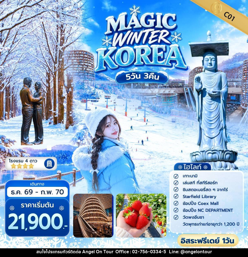 ทัวร์เกาหลี QUEEN MAGIC WINTER KOREA - บริษัท แองเจิลออนทัวร์ จำกัด