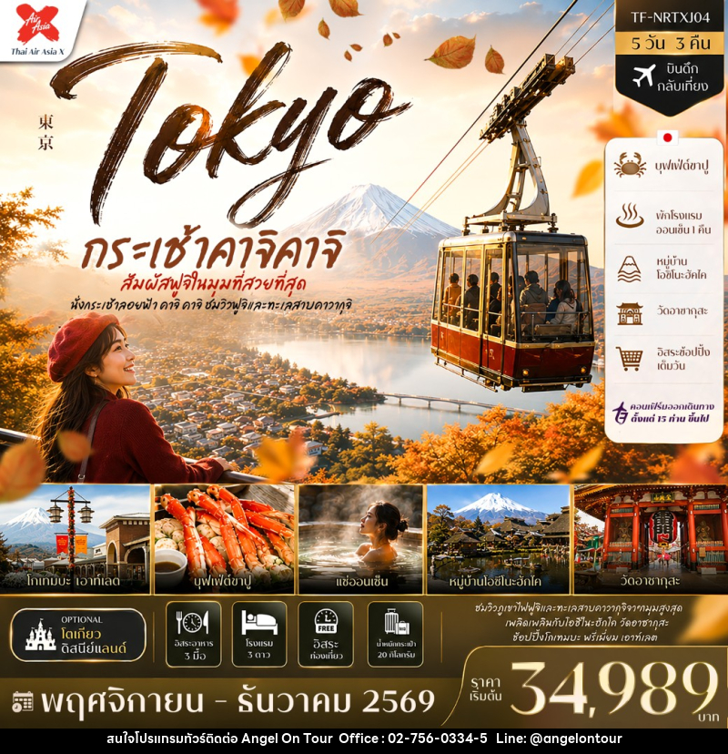 ทัวร์ญี่ปุ่น ใบไม้เปลี่ยนสี กระเช้า คาจิ คาจิ โตเกียว แช่ออนเซ็น Freeday - บริษัท แองเจิลออนทัวร์ จำกัด