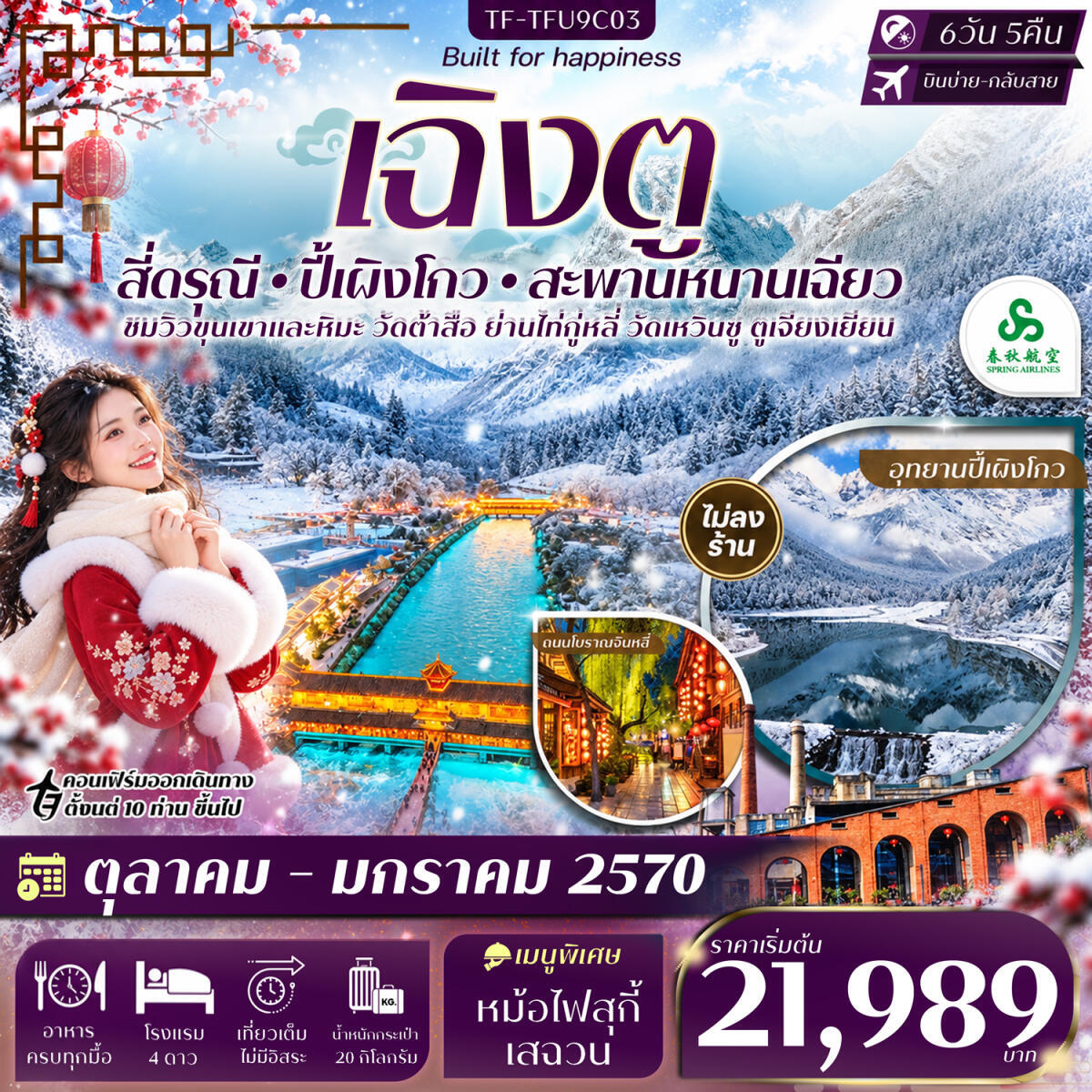 ทัวร์จีน เฉิงตู 2 อุทยานฯ สี่ดรุณี ปี้เผิงโกว สะพานหนานเฉียว - บริษัท แองเจิลออนทัวร์ จำกัด